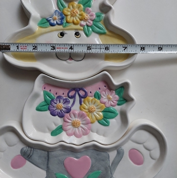 Vintage* Easter Rabbit 3-Section Ceramic Serving Plate - Picture 5 of 9
